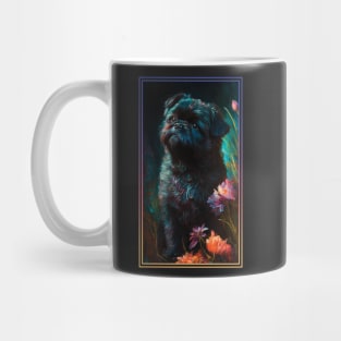 Affenpinscher Vibrant Tropical Flower Tall Digital Oil Painting Portrait 3 Mug